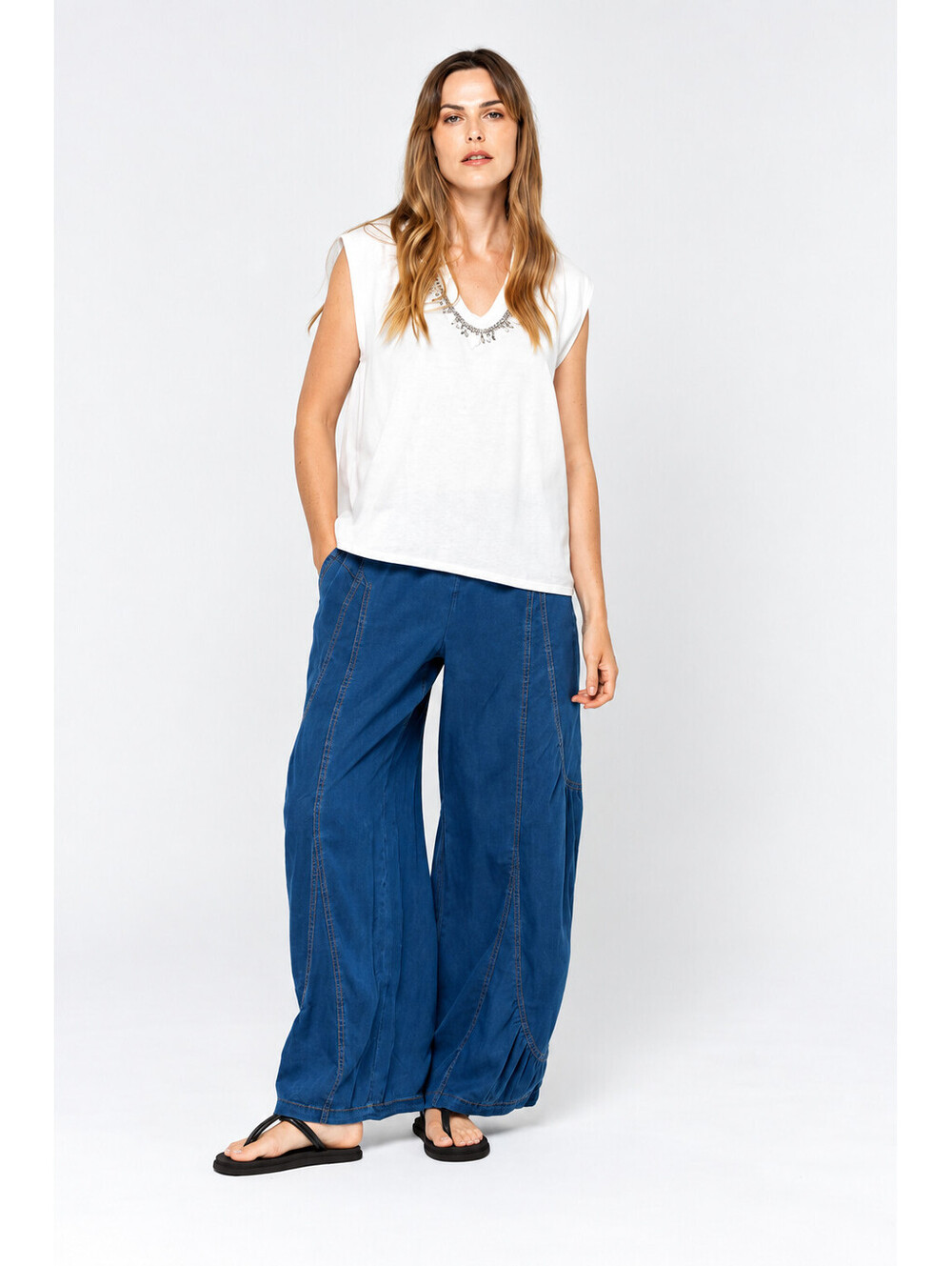 Peace Love World Boheme Regular Drapey Wide Leg Jeans Medium Wash, X-Large